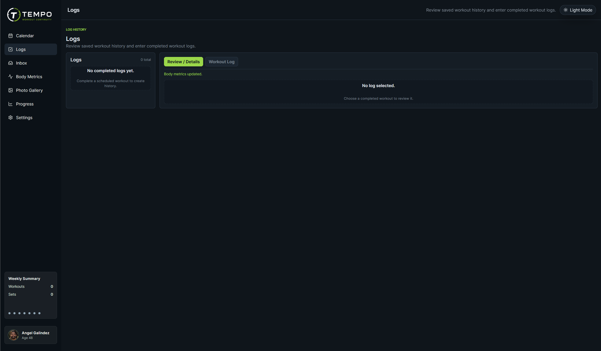 Tempo Logs screenshot